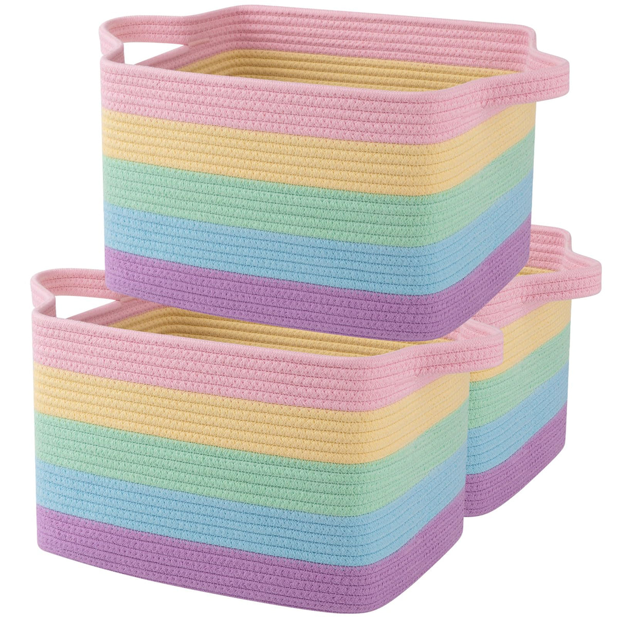 OIAHOMY Cotton Rope Storage Baskets for Organizing Gradient Yellow 3-Pack