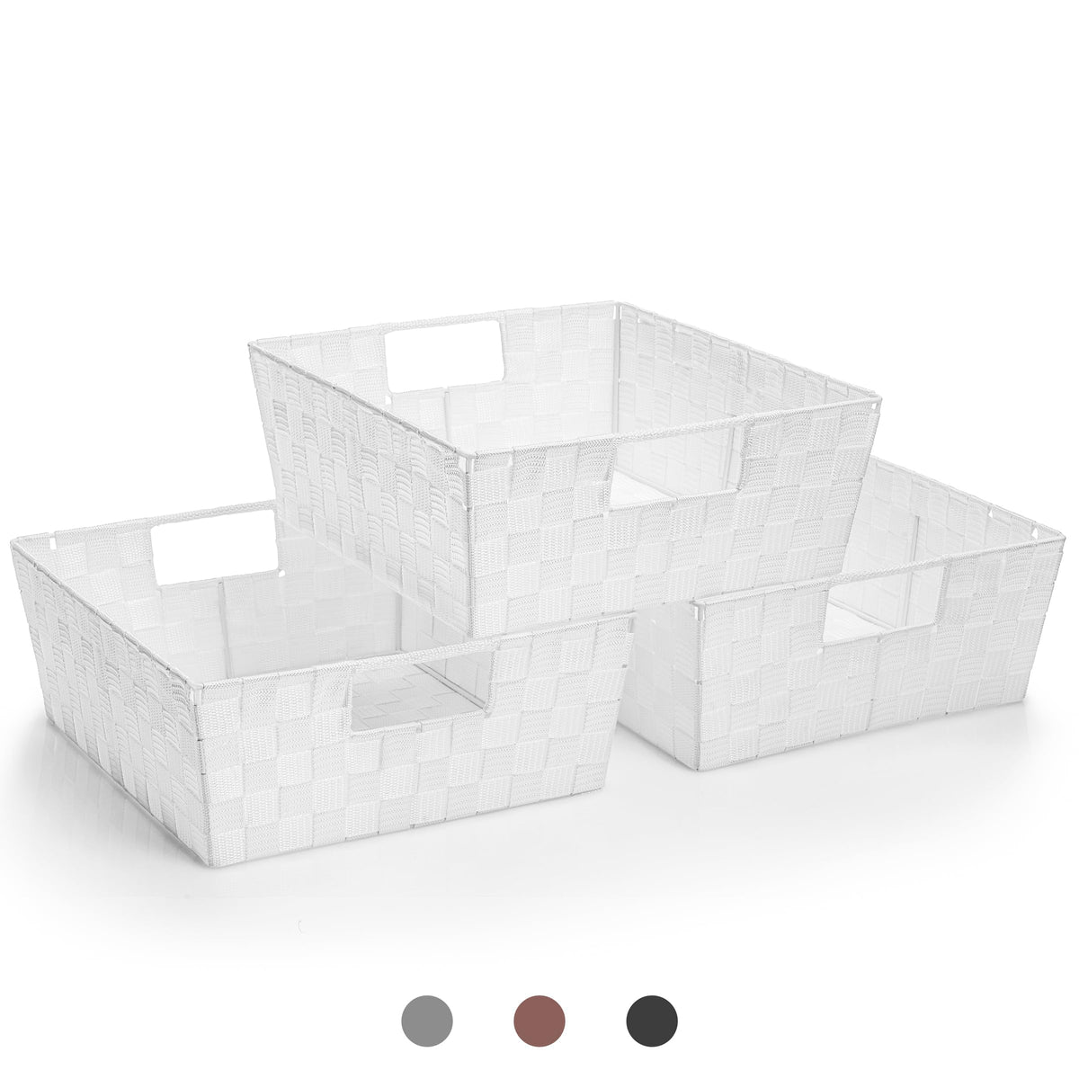 Sorbus Baskets for Organizing, Woven Storage Set (Set of 3, Gray)