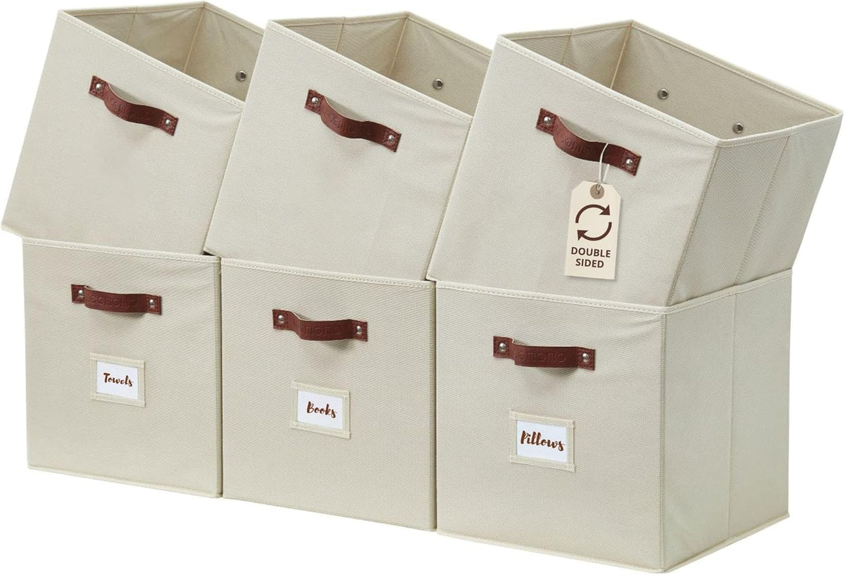 DECOMOMO Storage Bins, Cube Storage Bin with Labels