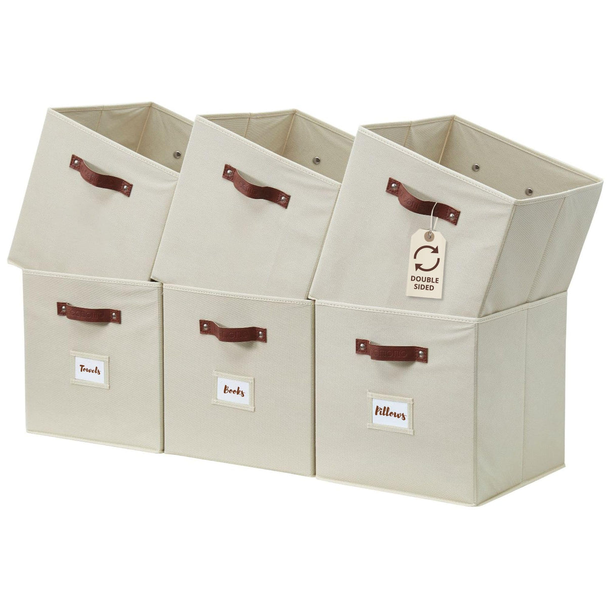 DECOMOMO Storage Bins, Cube Storage Bin with Labels