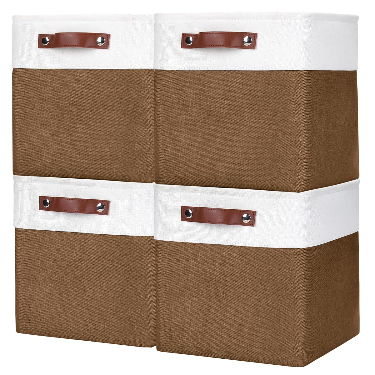 Bagnizer Storage Bins Large Fabric Storage Baskets for Shelves 3 Pack, Decorative Linen Closet Baskets with Handles for Organizing, Shelf, Clothes, Home, Office, 15x11x9.5Inches (Grey&White)