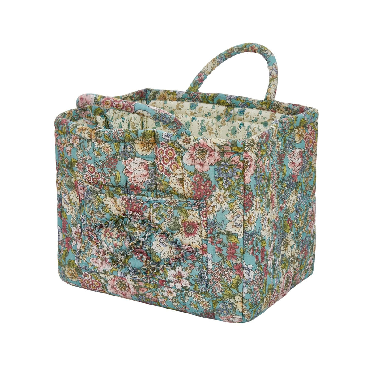 Quilted Laundry Basket with Handles - Multi-Purpose Fabric Storage Basket，Boho Fabric Storage Baskets with Handles for Car, Home & Nursery - Collapsible Square Organizer (Purple)