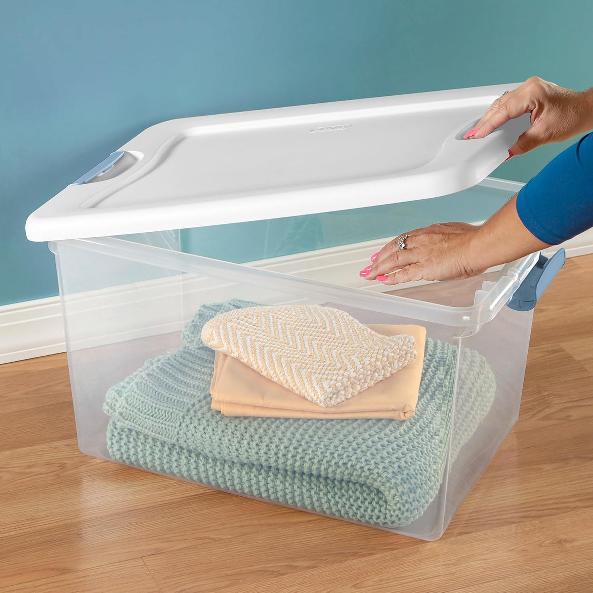 Sterilite Latching Box with Lids for Home and Office, 64 Quart, 4-Pack