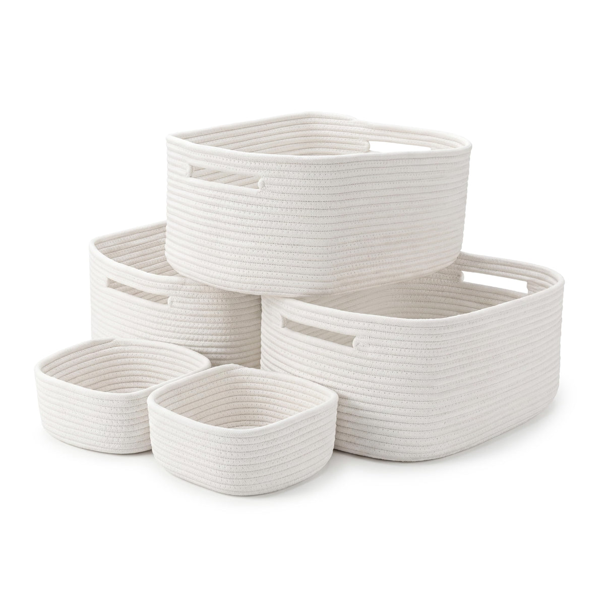 5 Pack Storage Baskets for Shelves, 17"x13"x7.5" & 7"x7"x3.5"