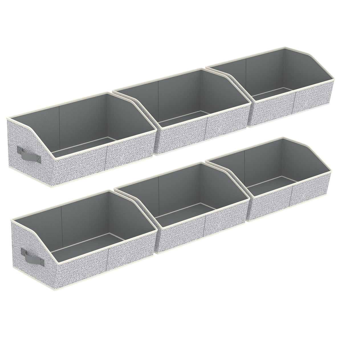 Homsorout Closet Organizers Bins 6 Packs - Large Closet Shelf Organizer with Handles, Fabric Trapezoid Storage Bins, Collapsible Storage Cubes for Clothes, Towels, Light Gray
