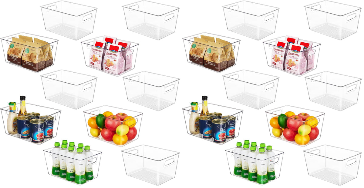 YIHONG 6 Pack Clear Storage Bins, Pantry Organizer Bins with Handle, Large