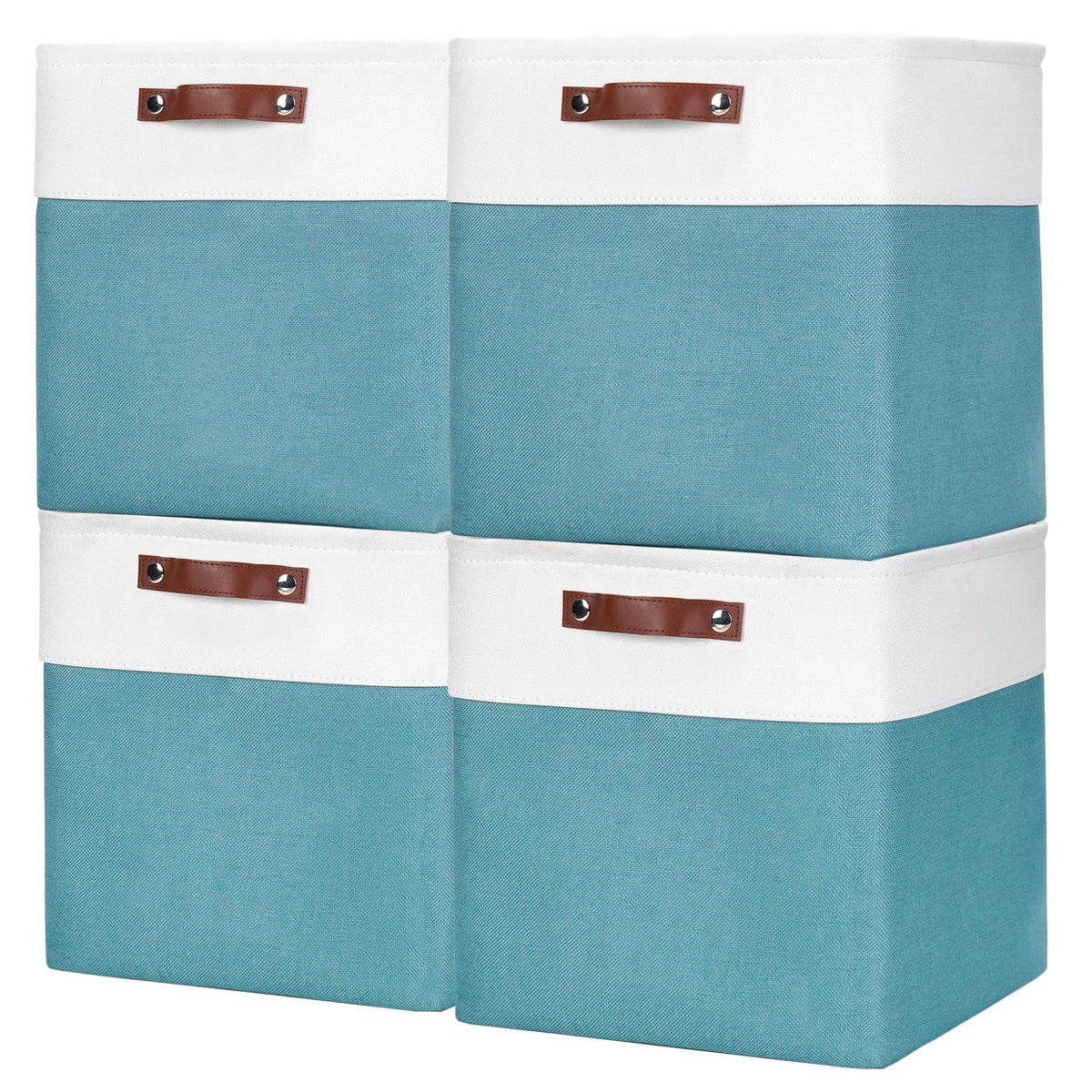 Bagnizer Storage Bins Large Fabric Storage Baskets for Shelves 3 Pack, Decorative Linen Closet Baskets with Handles for Organizing, Shelf, Clothes, Home, Office, 15x11x9.5Inches (Grey&White)