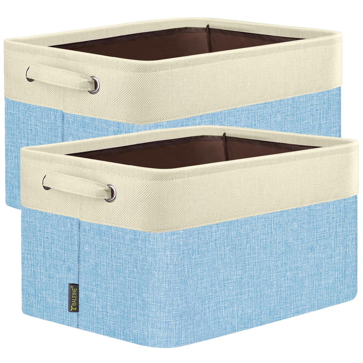 BALEINE 3 Pack Fabric Closet Storage Bins for Shelves, Linen Closet Organizers and Storage, Decorative Baskets for Organizing, Shelf, Clothes, Home, Office (Grey, 15"x11"x9.5")