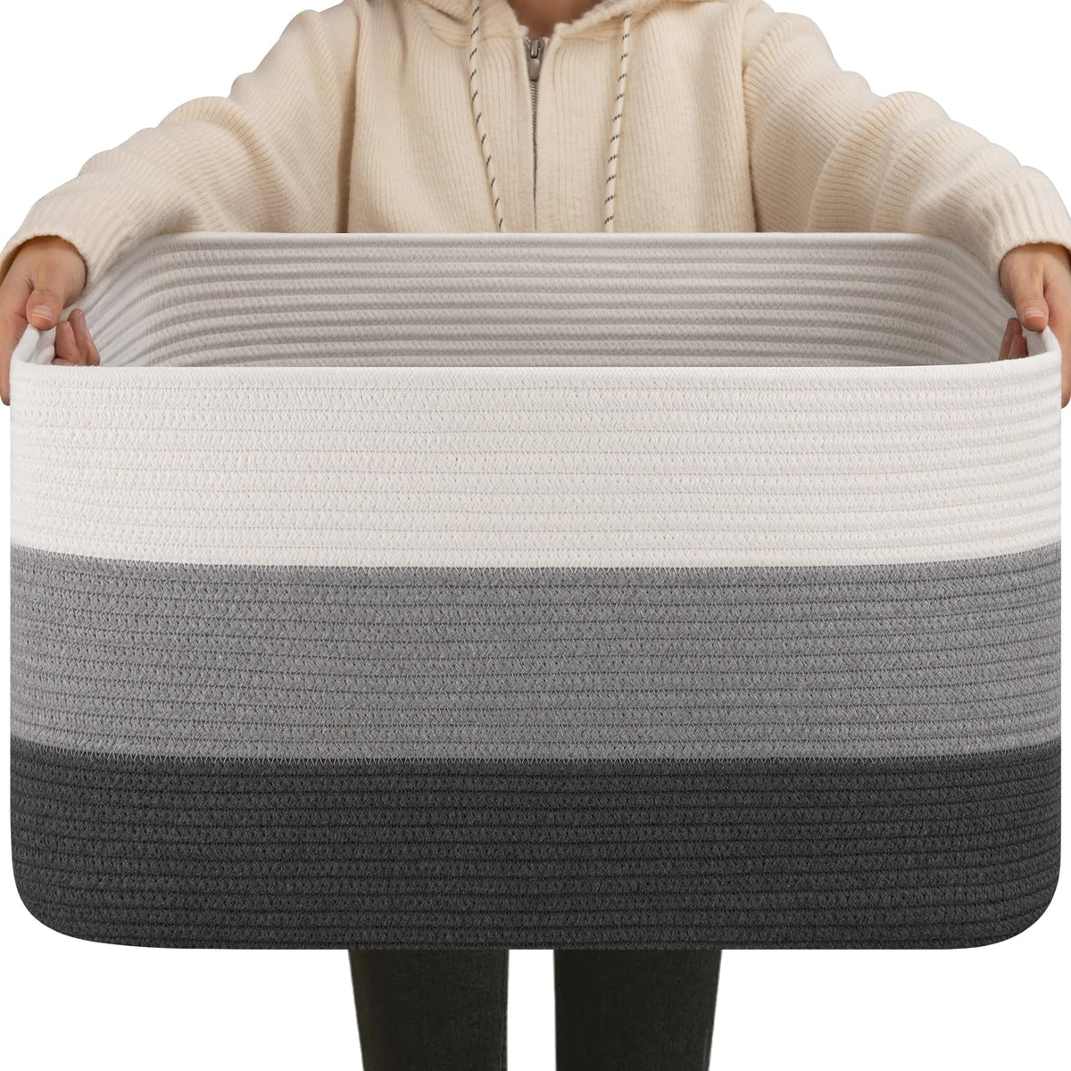 OIAHOMY Blanket Basket Laundry Basket Dog Toy Basket 75L Gradient Brown