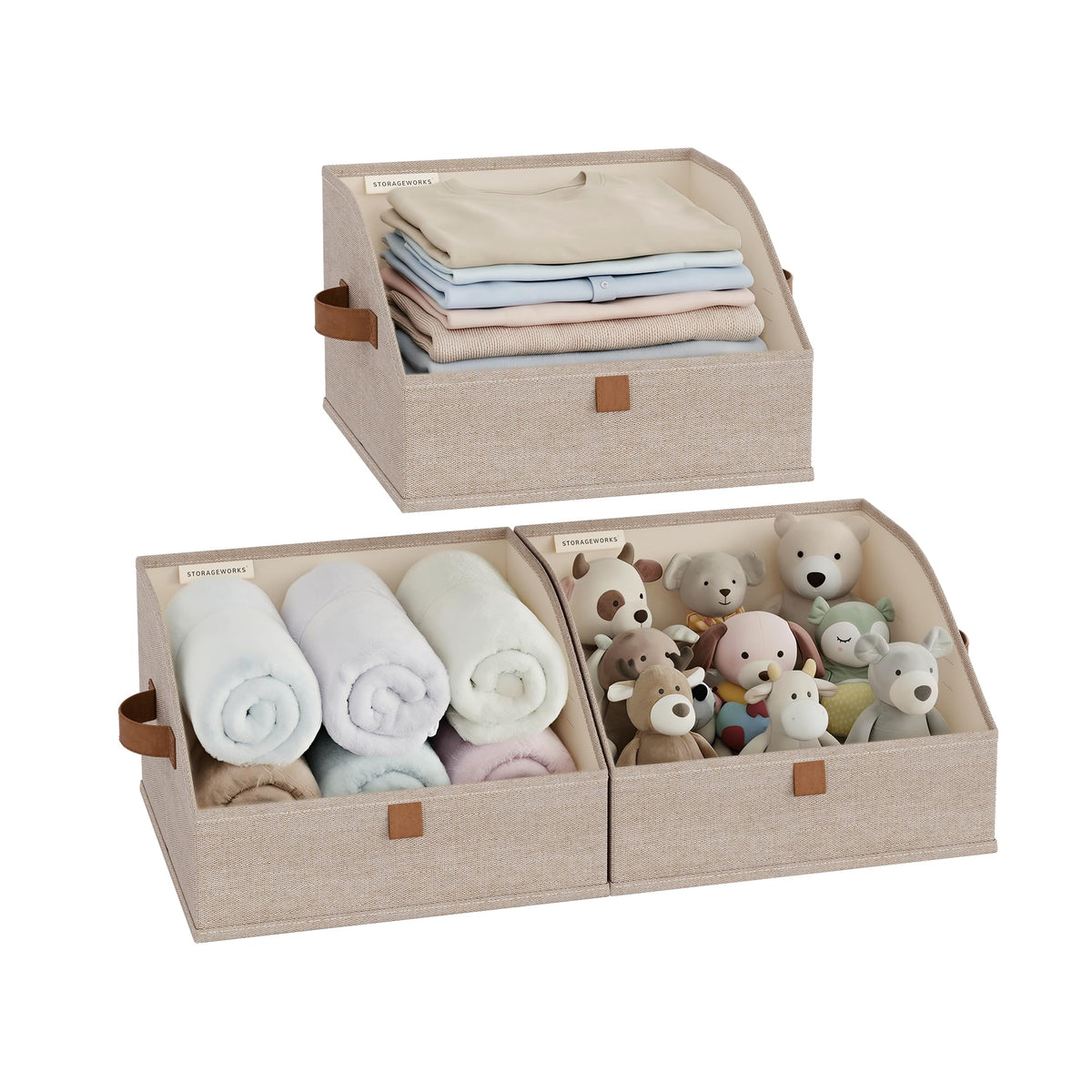 StorageWorks Closet Storage Bins Trapezoid, Beige, Small, 3-Pack