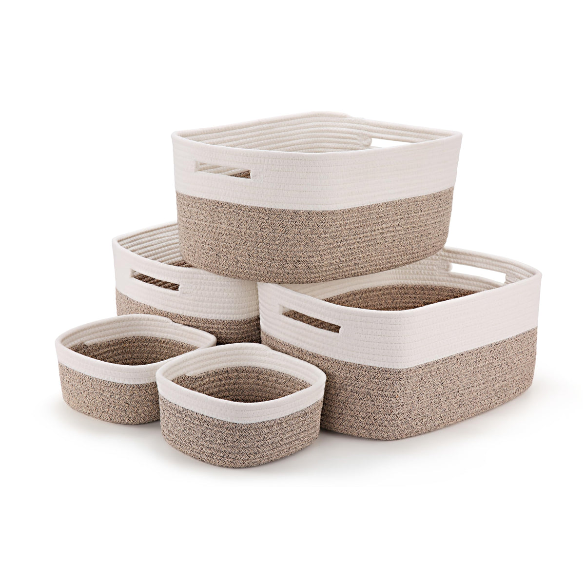 5 Pack Storage Baskets for Shelves, 17"x13"x7.5" & 7"x7"x3.5"