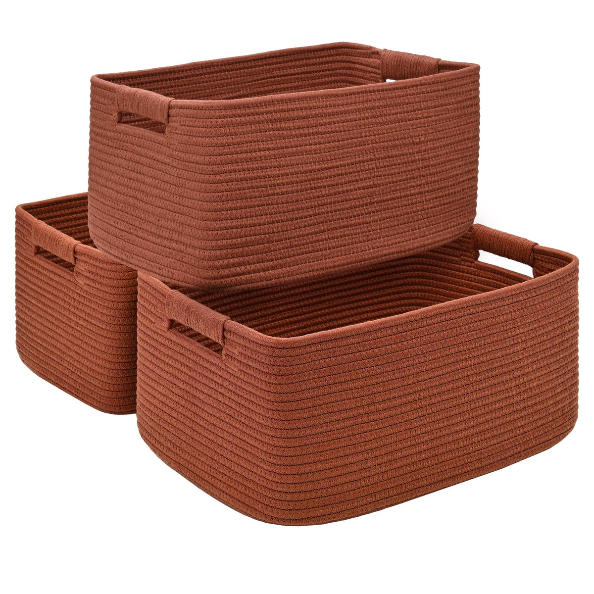 2 Pack Large Storage Basket for Organizing, 17.5"x13"x7" Woven Basket for Shelves, Closet Cube Storage Bins with Wrapped Handle, Cotton Rope Baskets for Kitchen, Clothes, Toys (Natural)