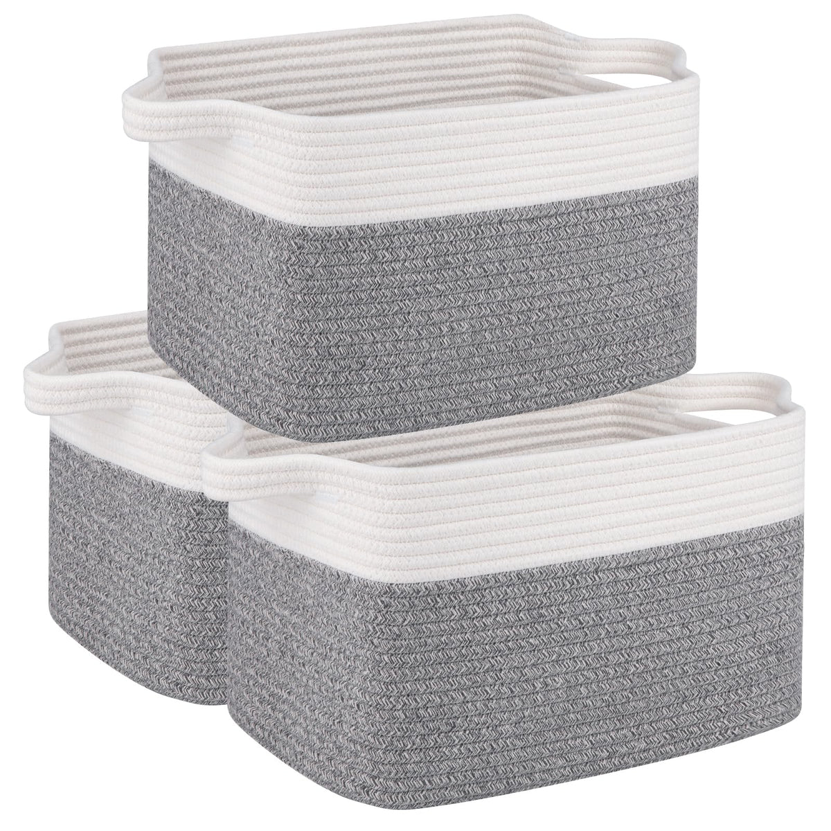 OIAHOMY 3-Pack Storage Basket Organizing Woven Basket for Shelves Brown