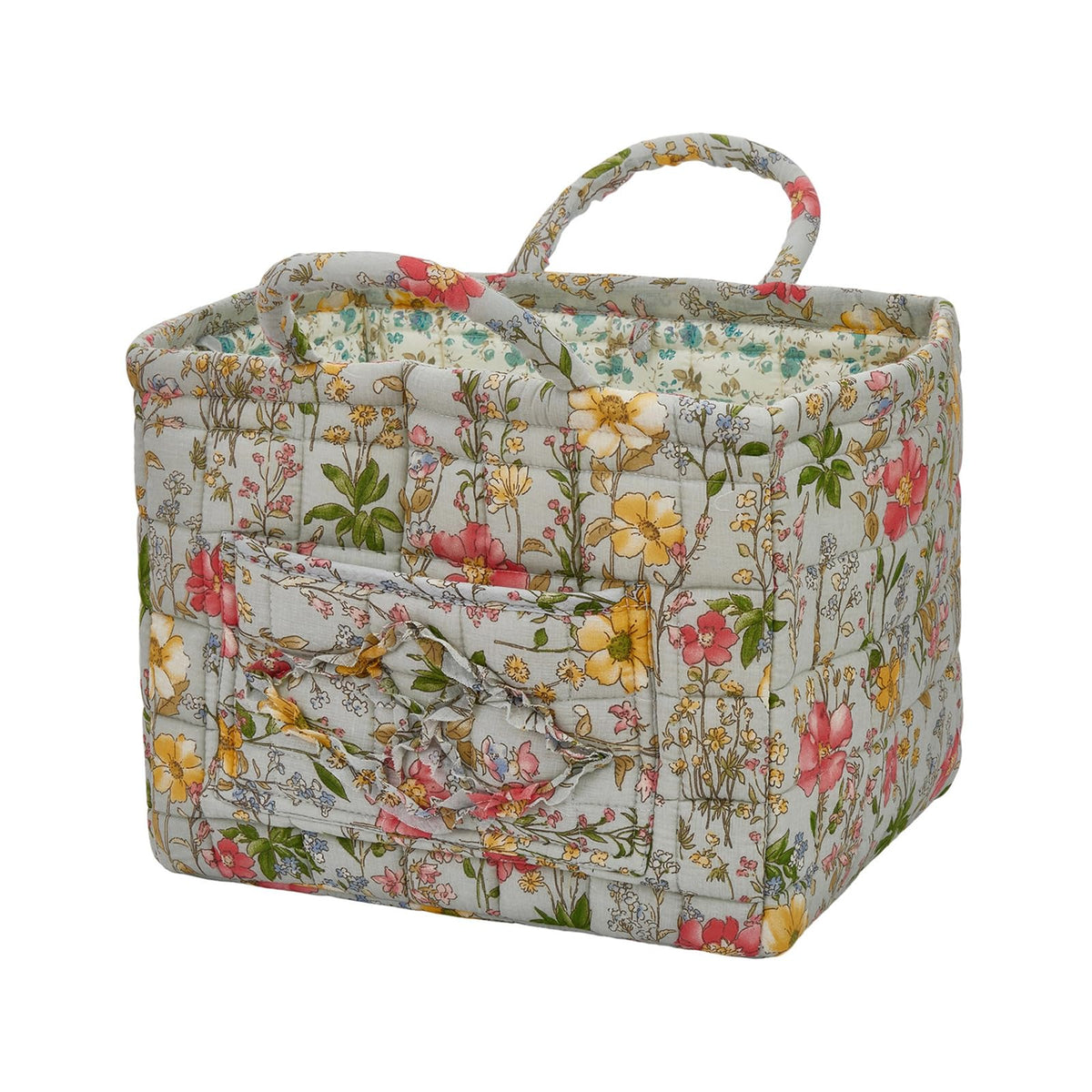 Boho Fabric Storage Basket, Large Capacity Laundry Basket, 12.2'' x 10.23'' x 10.23'' Collapsible Laundry Hamper with Easy Carry Handles (B Multi-Color 1, L)