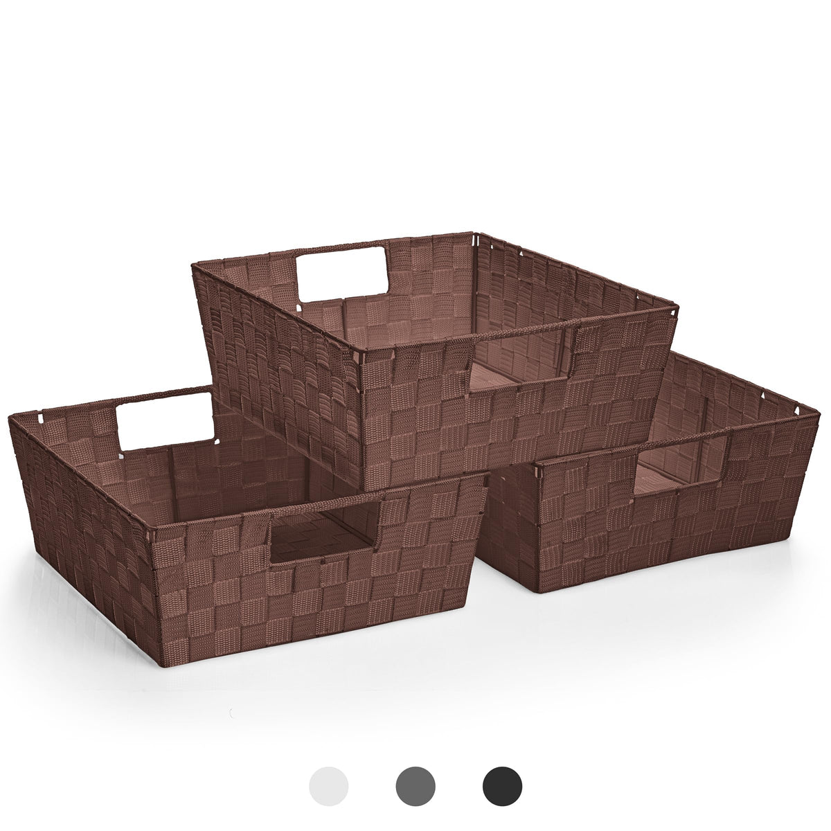 Sorbus Baskets for Organizing, Woven Storage Set (Set of 3, Gray)