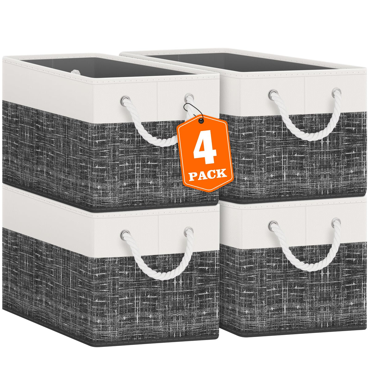 Fab totes Storage Bins Foldable Storage Baskets with Rope Handles