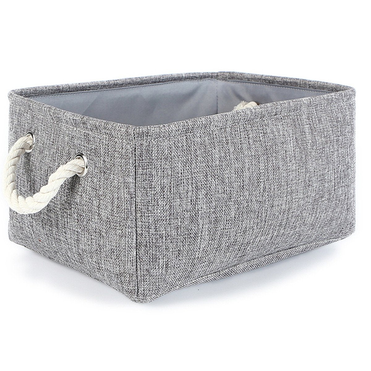 TheWarmHome Storage Basket for Organizing - Medium 3 Pack 14x10x7 inch Fabric Storage Cubes for Shelves with Rope, Collapsible Storage Bin for Organizer Closet Cloth Gift Toy (White & Jean Blue)
