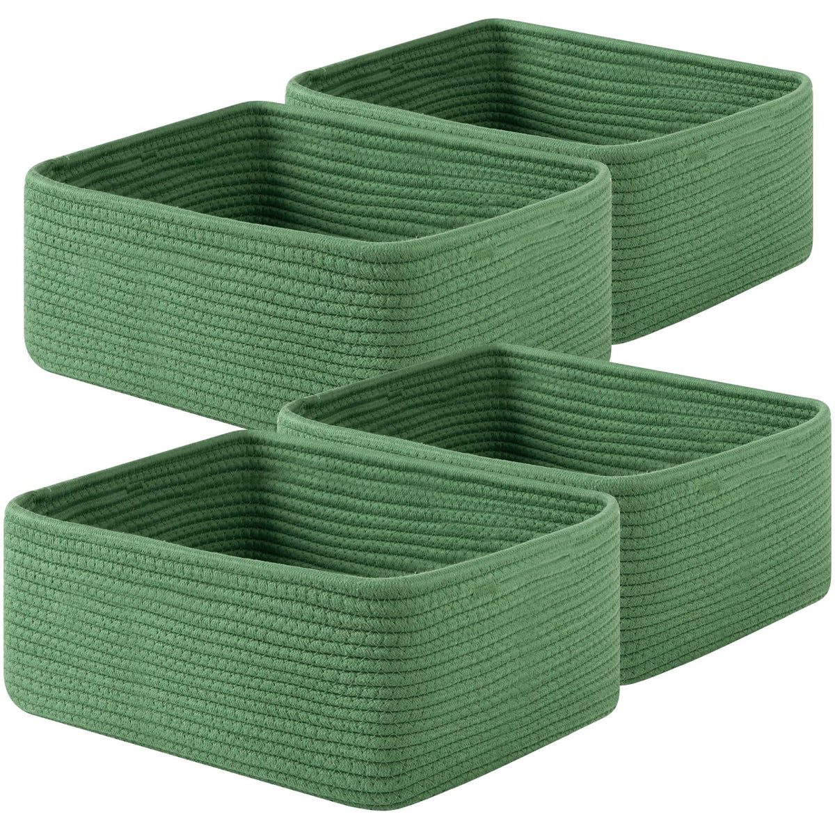 OIAHOMY 4 Pack 14.17 * 11.02 * 6.3IN Storage Baskets for Organizing Shelves, Woven Rope Baskets for Organizing Books, Clothes, Decorative Basket for Living Room, Nursery, Bedroom, Gift Basket, Brown