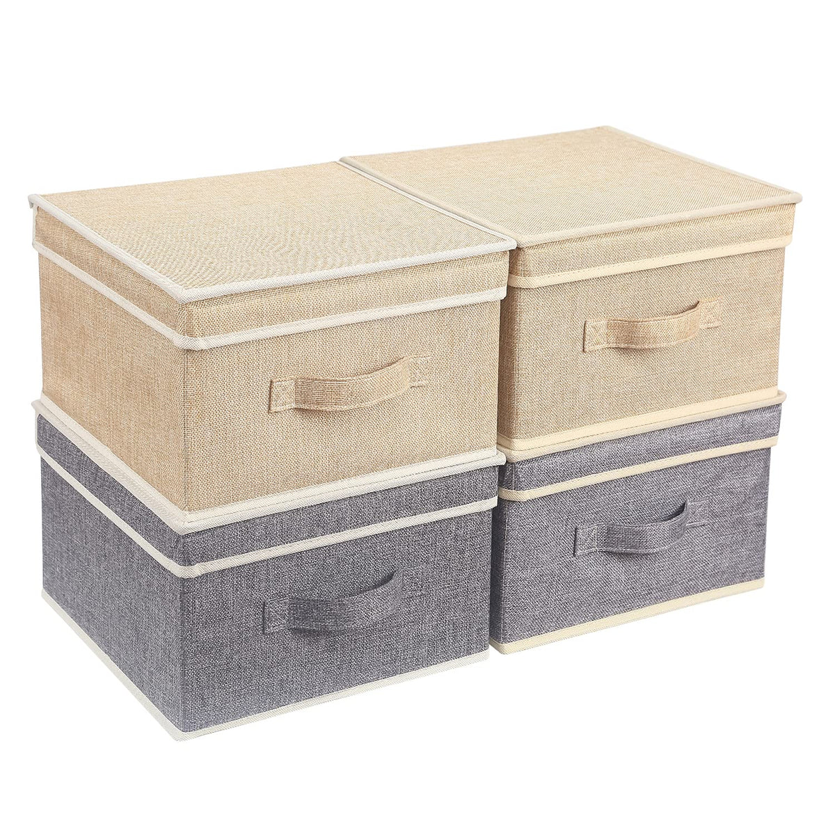 Storage Cube Organizer Bin 10.5" x 10.5" x 11" Large Boxes Fabric Basket with Handles for Organizing Shelves Closet Clothes 4 Color Set A