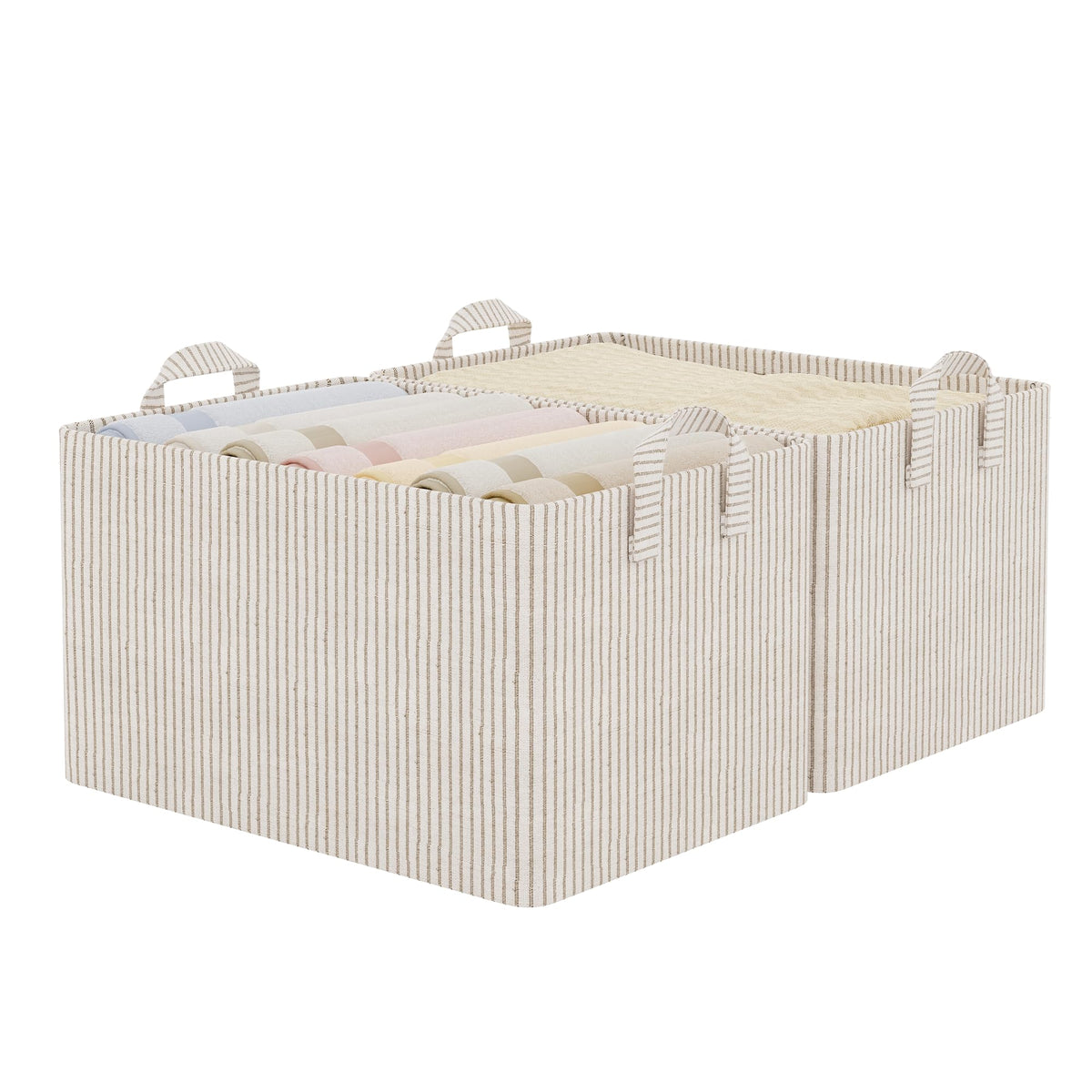 StorageWorks Linen Closet Organizers, Fabric Storage Bin, Beige, 2-Pack
