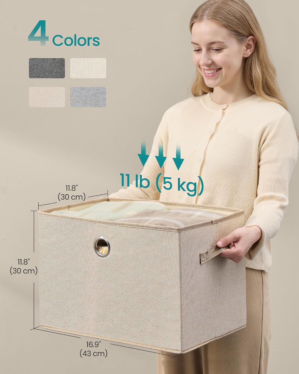 SONGMICS Set of 3 Storage Bins with Lids, 41 Quart Foldable Storage Boxes