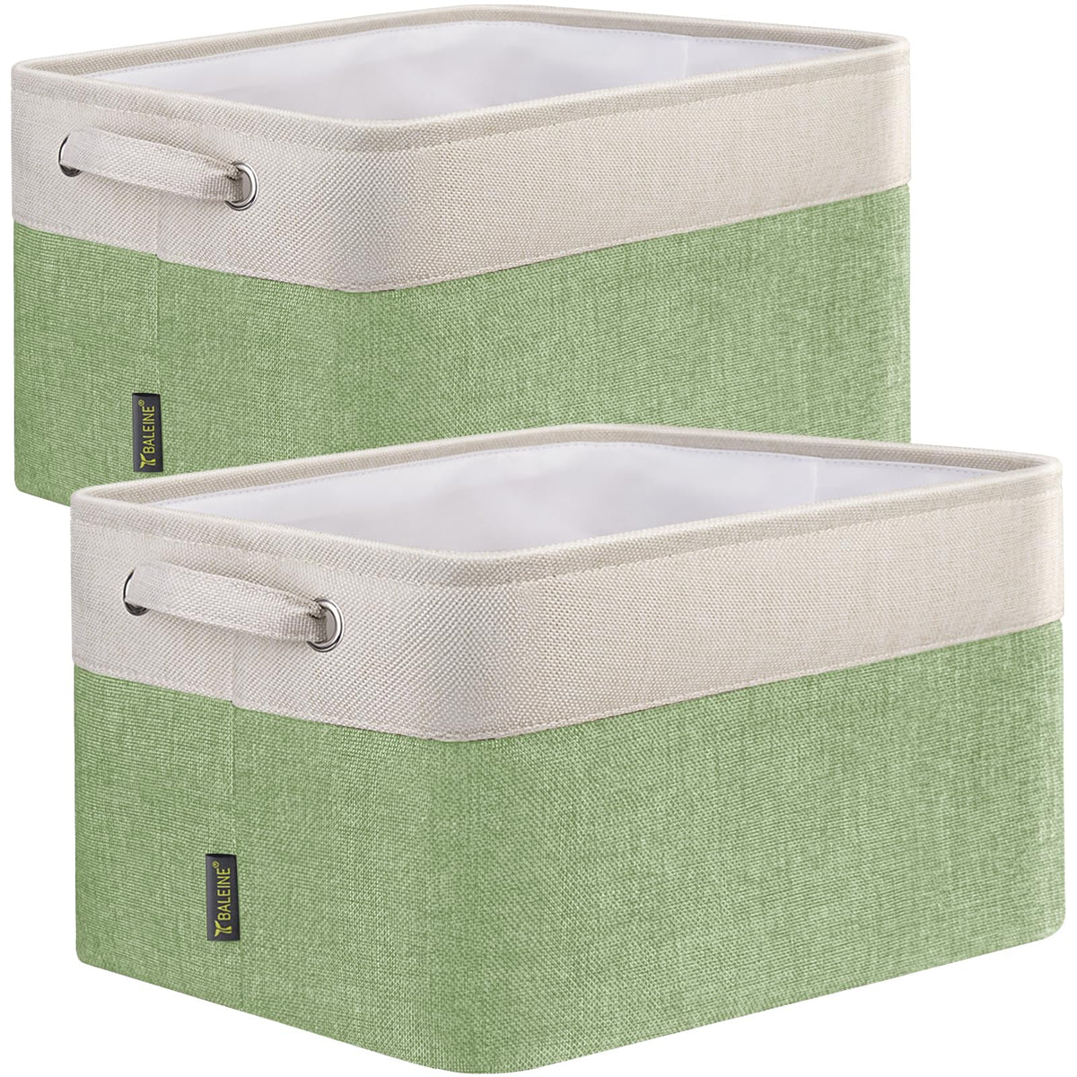 BALEINE 3 Pack Fabric Closet Storage Bins for Shelves, Linen Closet Organizers and Storage, Decorative Baskets for Organizing, Shelf, Clothes, Home, Office (Grey, 15"x11"x9.5")