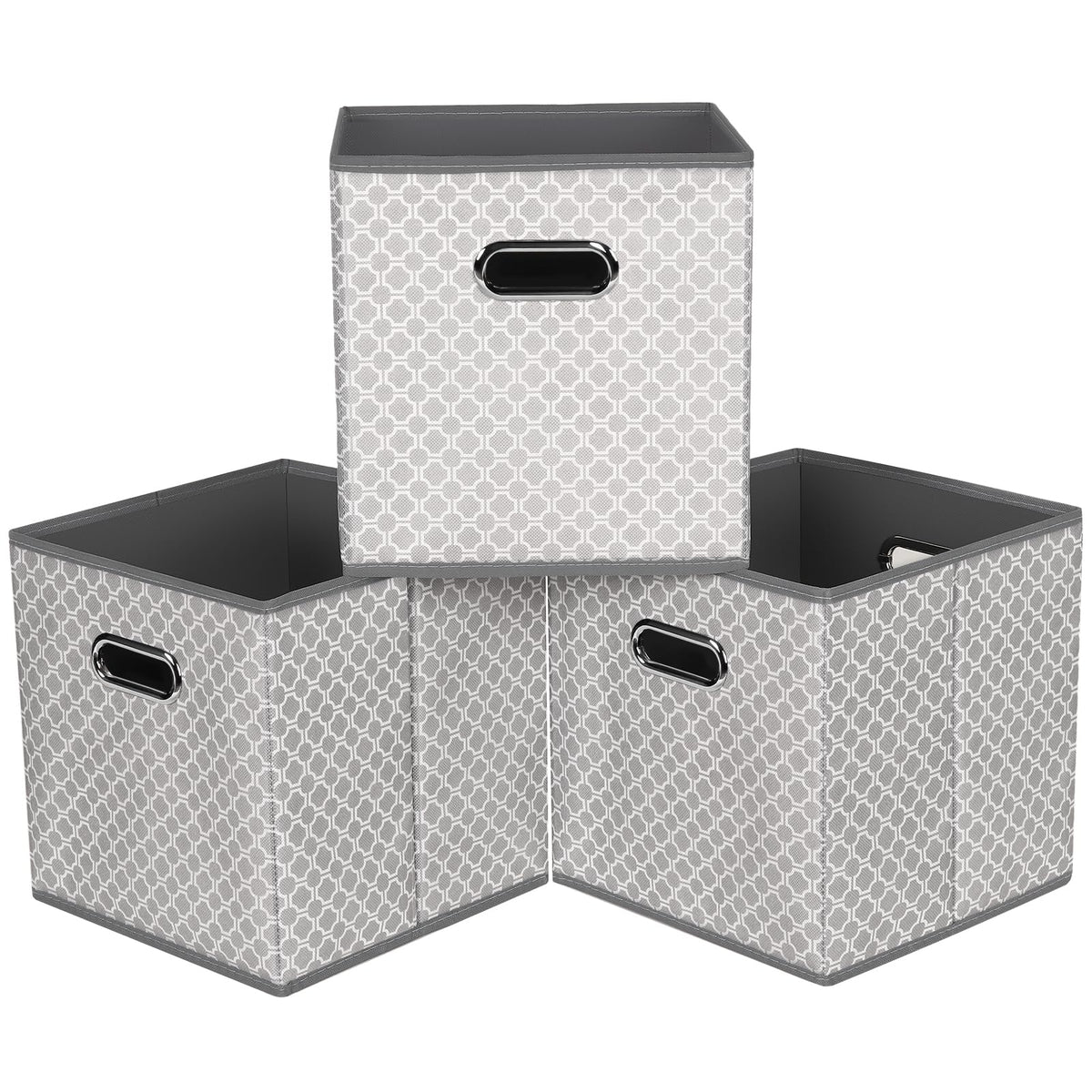 Black Foldable Storage Cubes Bins , Fabric Storage Box Cubes Organizer Baskets with Dual Handles for Home Organizer (Black)