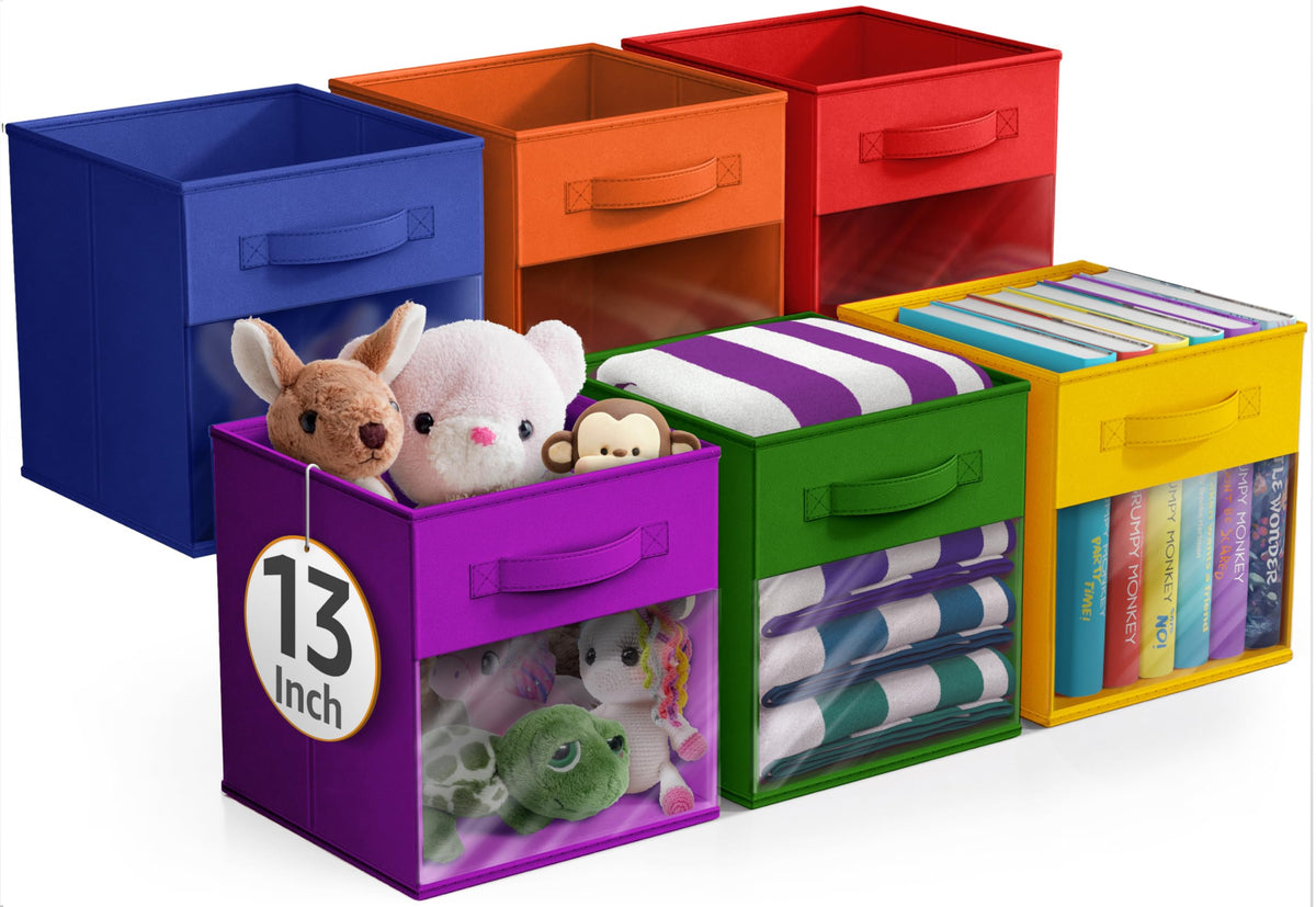 Sorbus 6-Pack Fabric Storage Cubes (11 Inch, Deep Rainbow)