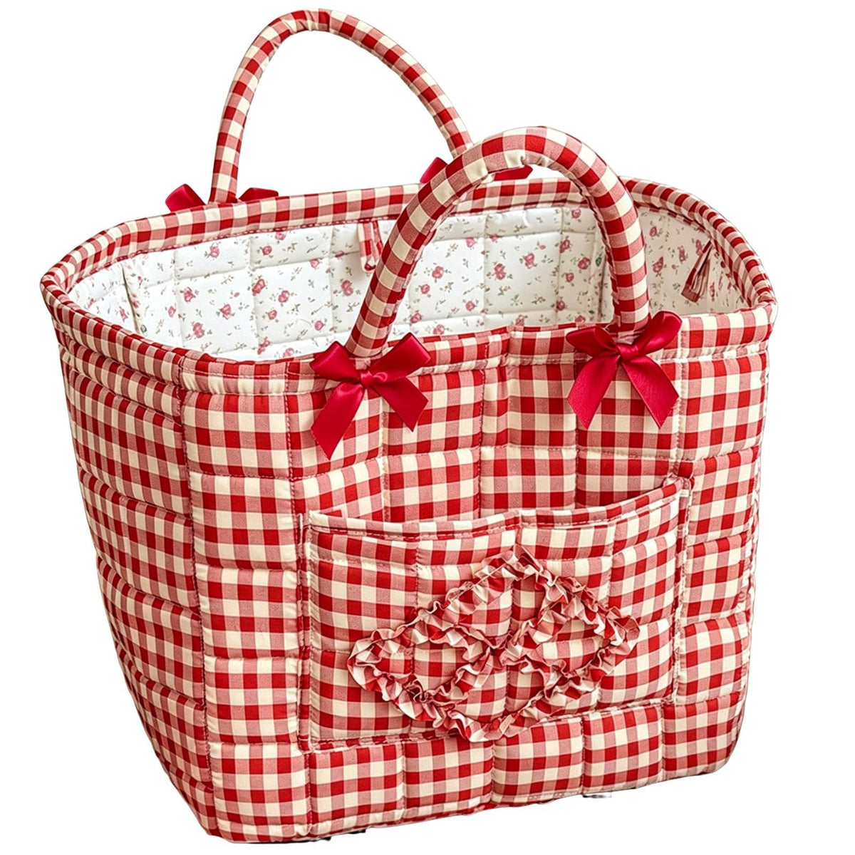 vctops Boho Fabric Quilted Storage Basket for Organizing, Basket Organizer Gift Baskets with Handles, Storage Bins for Toys, Books, Towels, and Clothes, Collapsible Fabric(Pattern F,13"x10.6"x10")