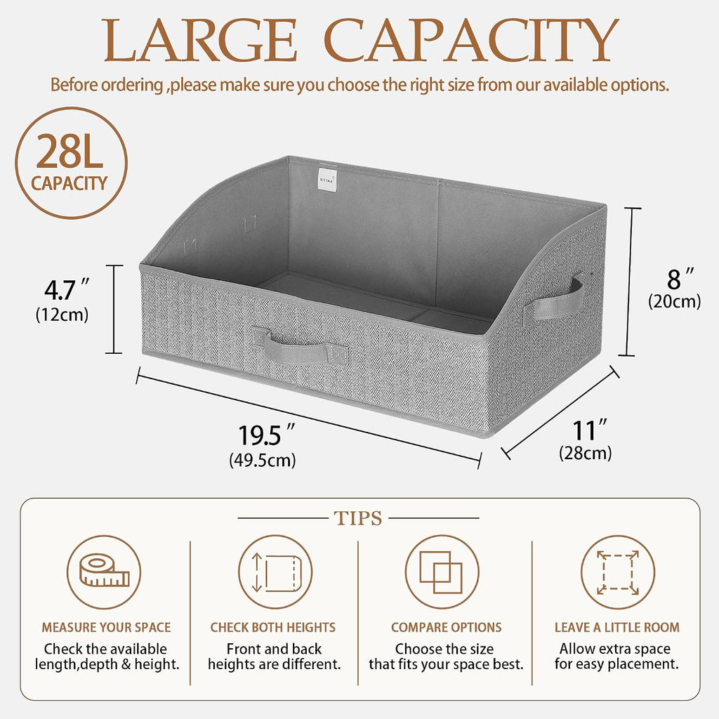 WUIKE Trapezoid Closet Storage Bins, Herringbone Gray, Extra Large, 3-Pack