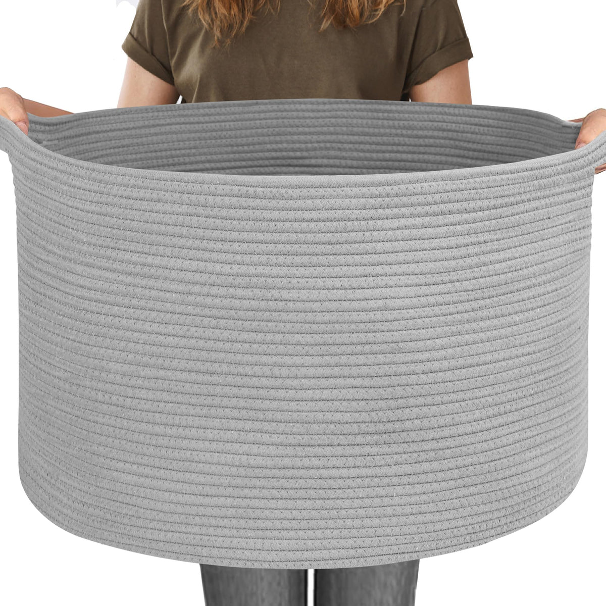 MEGASKET Large Black Blanket Basket, 22" X 22" X 14" Woven Rope Bin for Storage, Kids Dog Toy Storage Box Organizer Bins, Blanket Holder for Living Room, Decorative Wicker Basket for Organizing