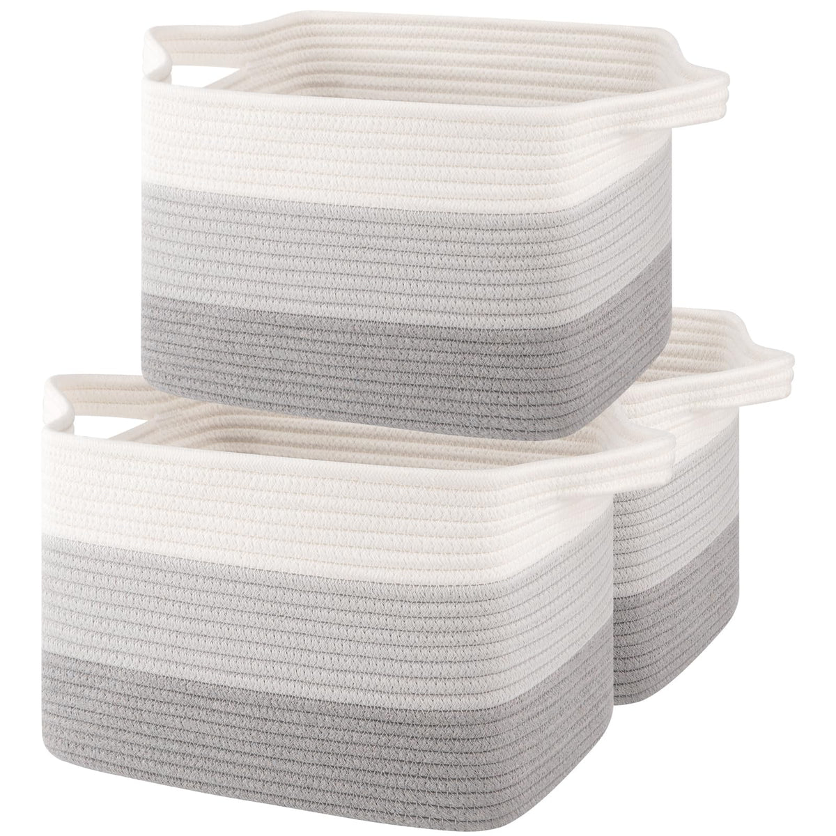 OIASKET Storage Baskets for Organizing, Woven Baskets for Shelves, Rectangle Decorative Organizer for Storage Clothes, Toy, Books, Towels Nursery Bins 3 Pack (Gradient Yellow, 13"x9.85"x8.7")