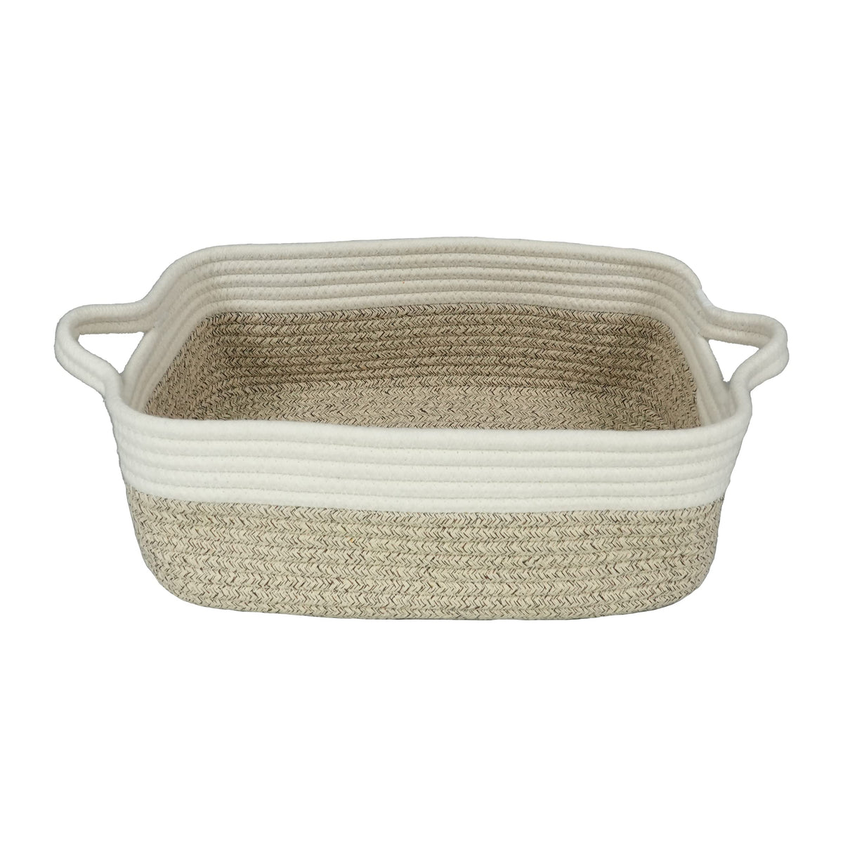 XUANGUO Medium Woven Cotton Rope Storage Basket with Handles, Rust