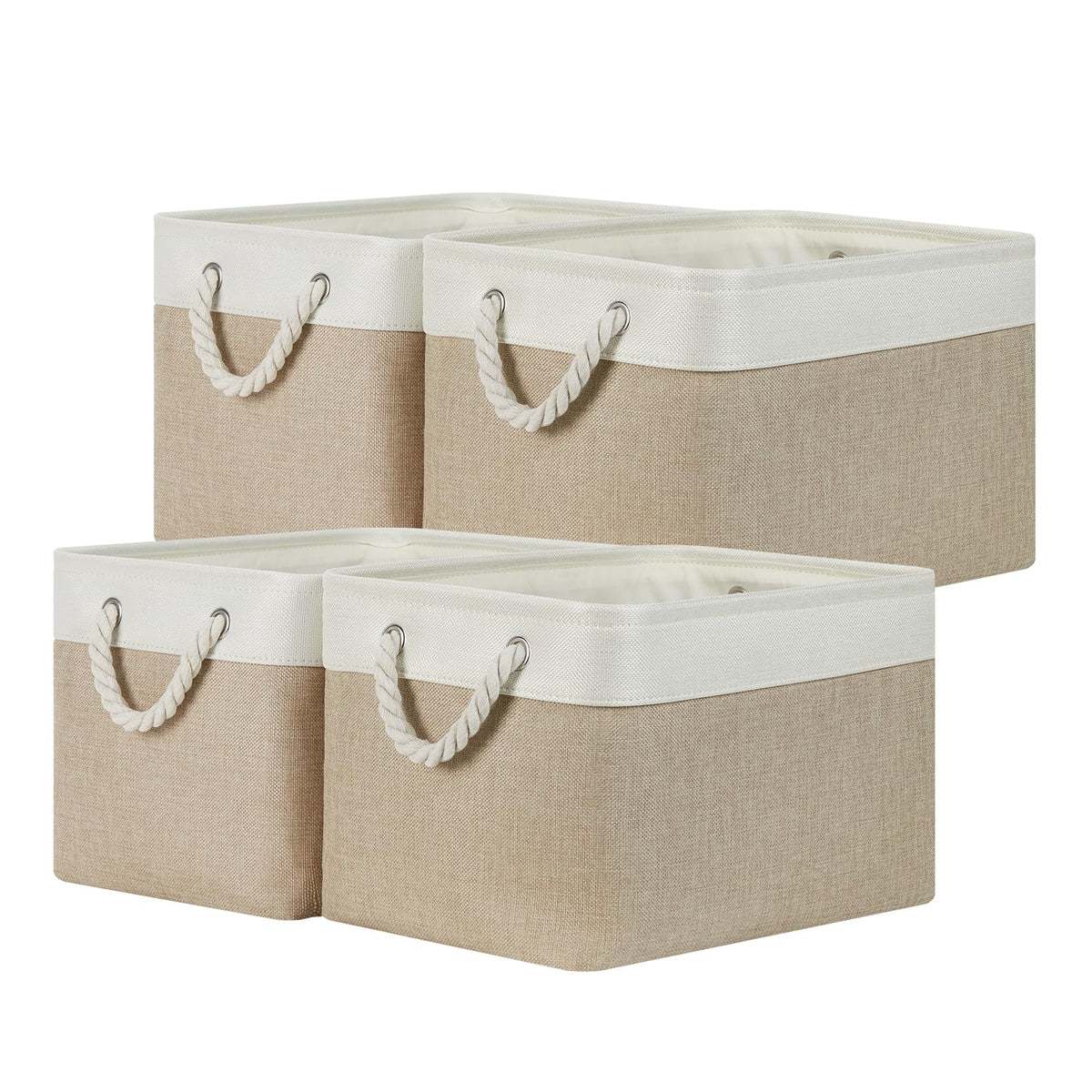 Temary Cube Storage Baskets for Shelves 12 Inch Storage Cubes 4pack Fabric Storage Baskets for Organizing Clothes, Closet Basket with Rope Handles for Home (White&Green)