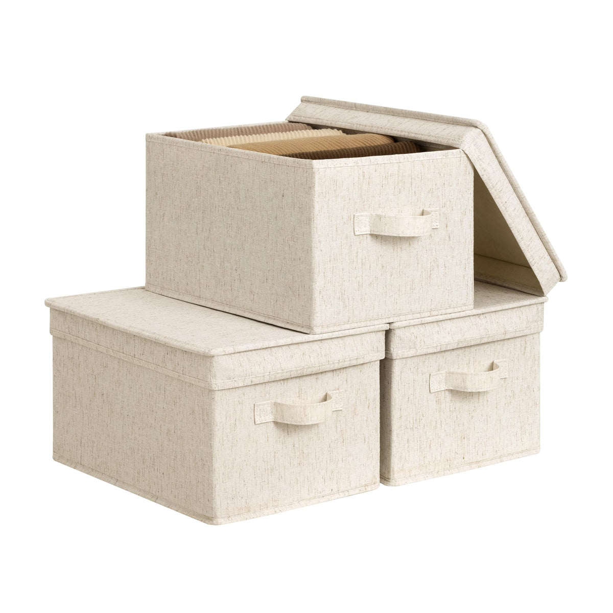 StorageWorks Fabric Storage Bins, Storage Basket with Lid, Closet Bins