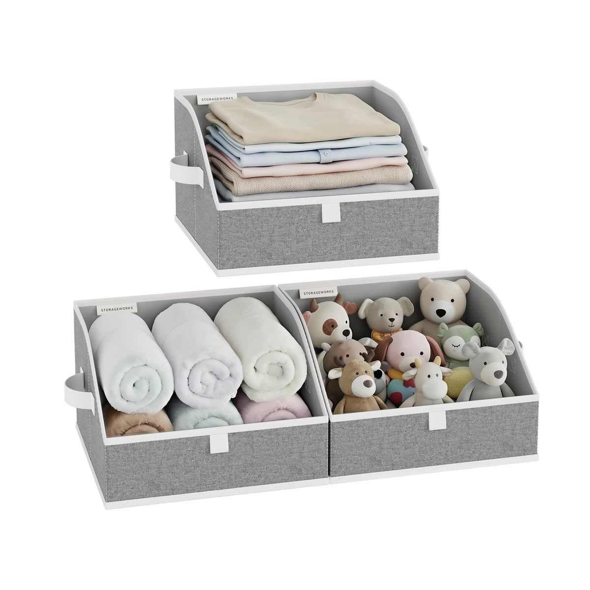StorageWorks Closet Storage Bins Trapezoid, Beige, Small, 3-Pack