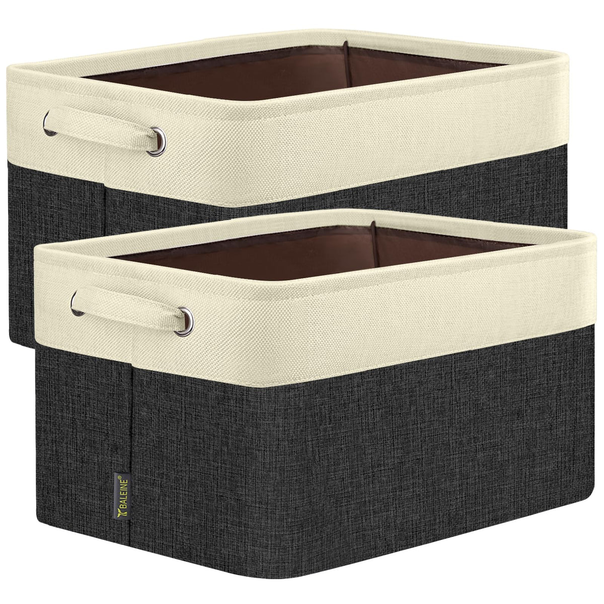 BALEINE 3 Pack Fabric Closet Storage Bins for Shelves, Linen Closet Organizers and Storage, Decorative Baskets for Organizing, Shelf, Clothes, Home, Office (Grey, 15"x11"x9.5")