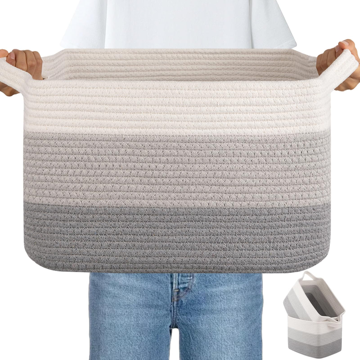 OIAHOMY Cotton Rope Storage Baskets for Organizing Gradient Yellow 3-Pack