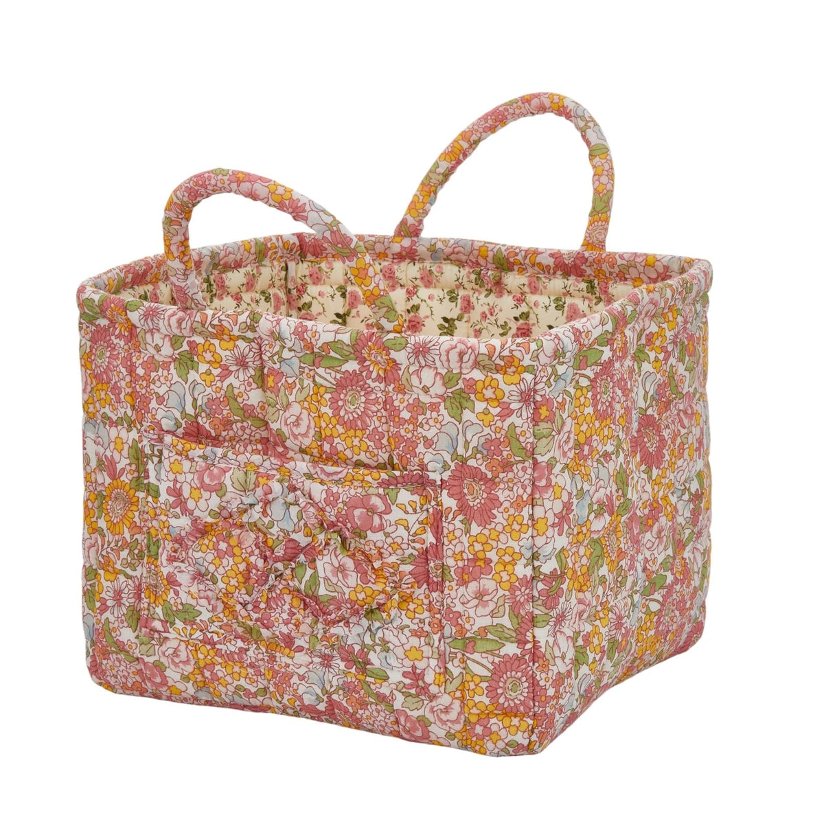 Boho Fabric Storage Basket, Large Capacity Laundry Basket, 12.2'' x 10.23'' x 10.23'' Collapsible Laundry Hamper with Easy Carry Handles (B Multi-Color 1, L)