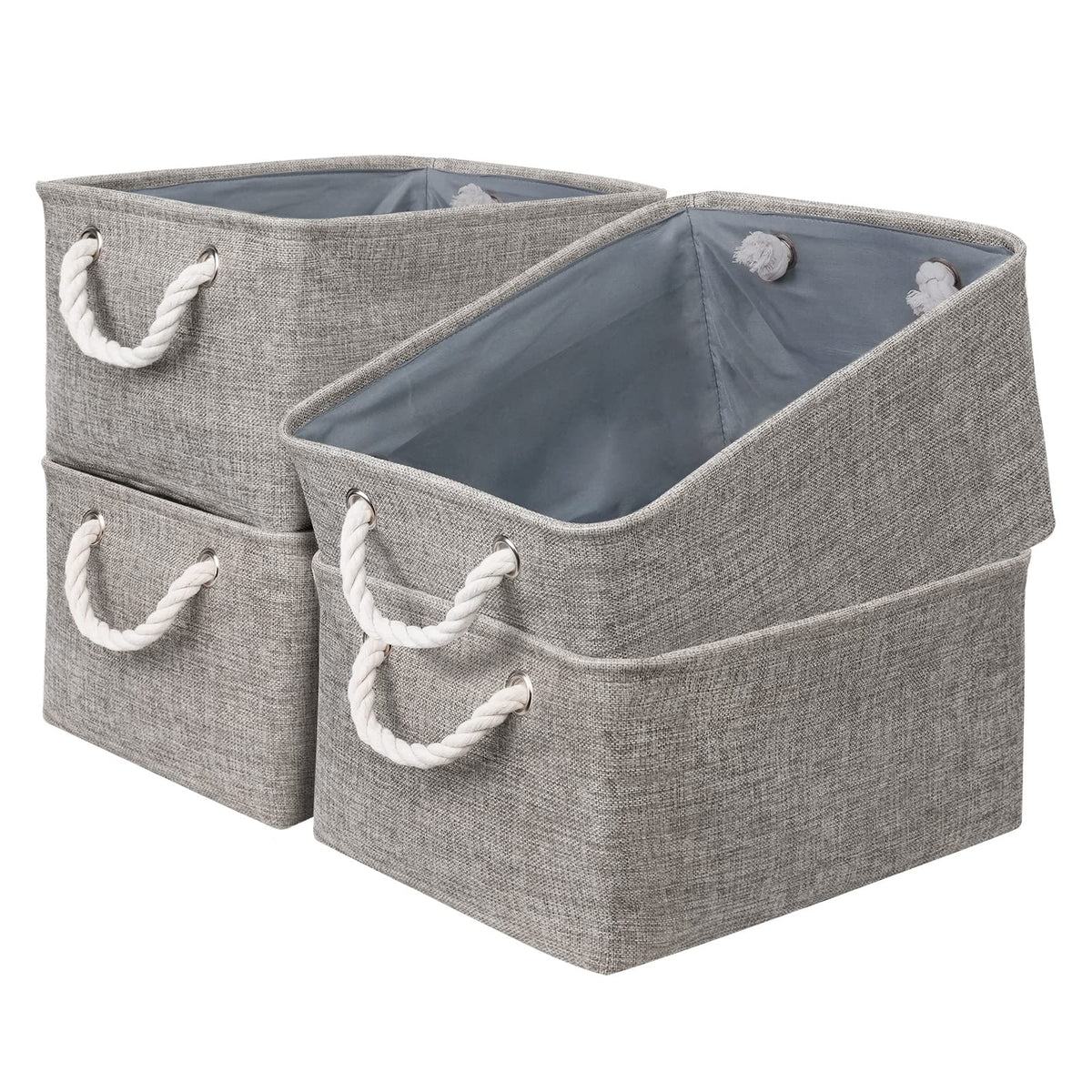 Small Storage Baskets for Shelves,Fabric Storage Baskets for Closet,Rectangular Collapsible Baskets for organizing Clothes,Books,Gifts