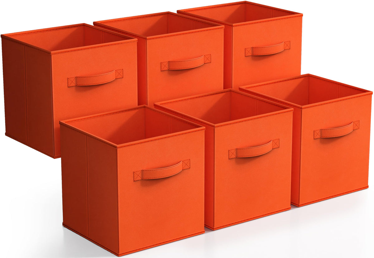 Sorbus Fabric Storage Cubes, 6-Pack Foldable Bins (11 Inch, Dark Green)