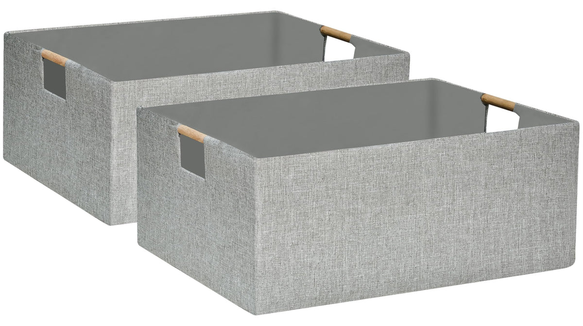 Storage Bin for Shelves Rectangle Closet Baskets Foldable Box with Handles, Gray Storage Bins, Storage Boxes for Home Office Car Dormroom