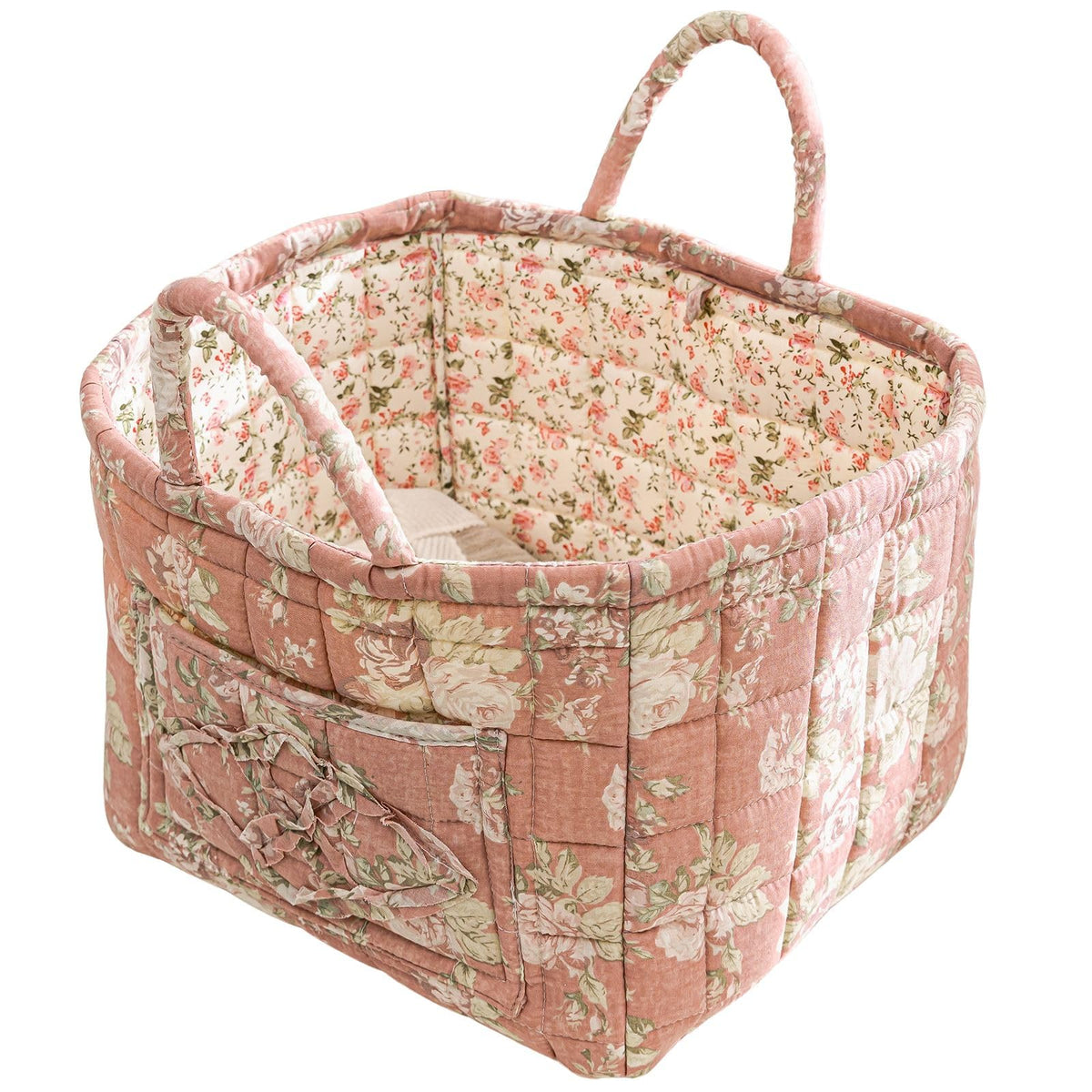 vctops Boho Fabric Quilted Storage Basket for Organizing, Basket Organizer Gift Baskets with Handles, Storage Bins for Toys, Books, Towels, and Clothes, Collapsible Fabric(Pattern F,13"x10.6"x10")