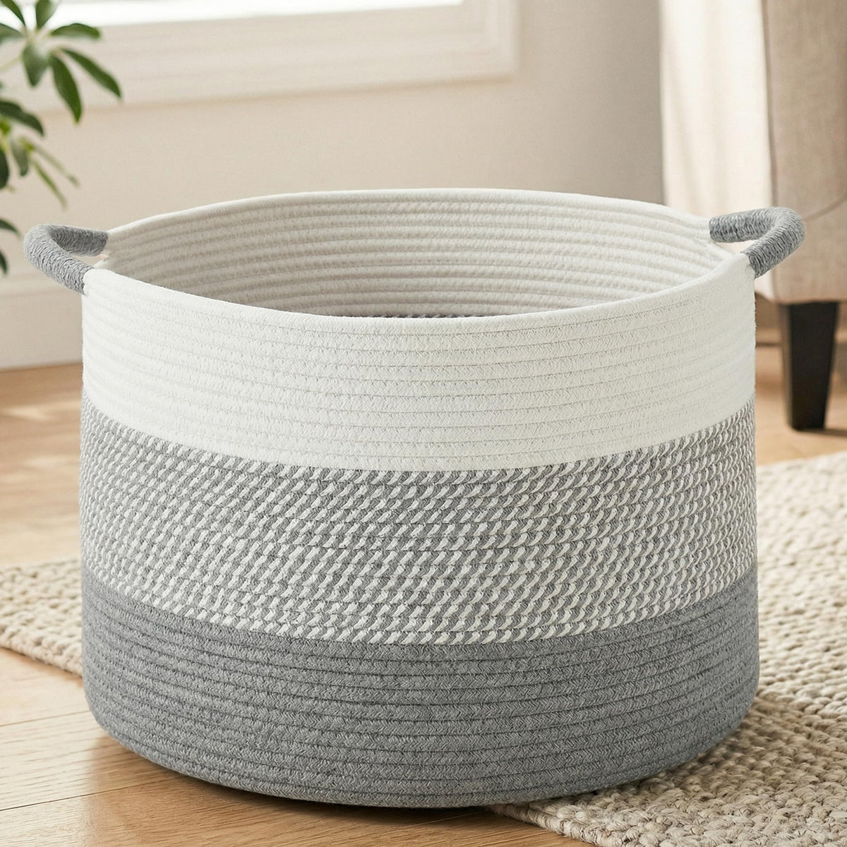 Artfeel 70L Large Cotton Rope Basket, Decorative Woven Blanket Storage for Living Room, Boho Toy Storage & Toy Box for Kids, Versatile Laundry Basket & Nursery Hamper for Blankets(Brown)