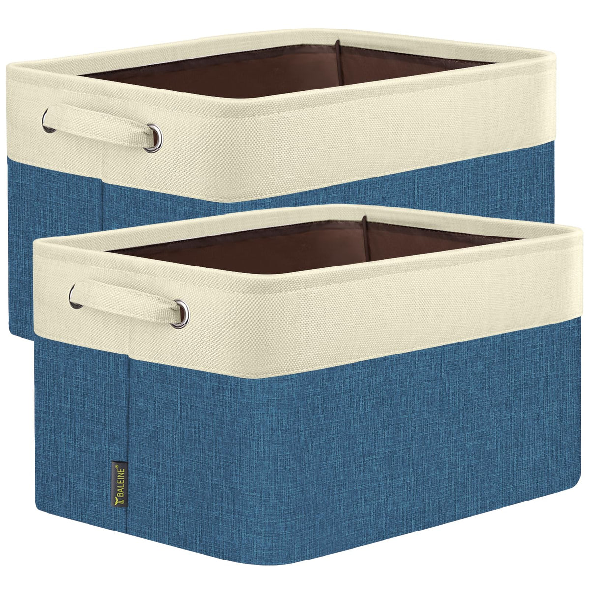 BALEINE 3 Pack Fabric Closet Storage Bins for Shelves, Linen Closet Organizers and Storage, Decorative Baskets for Organizing, Shelf, Clothes, Home, Office (Grey, 15"x11"x9.5")