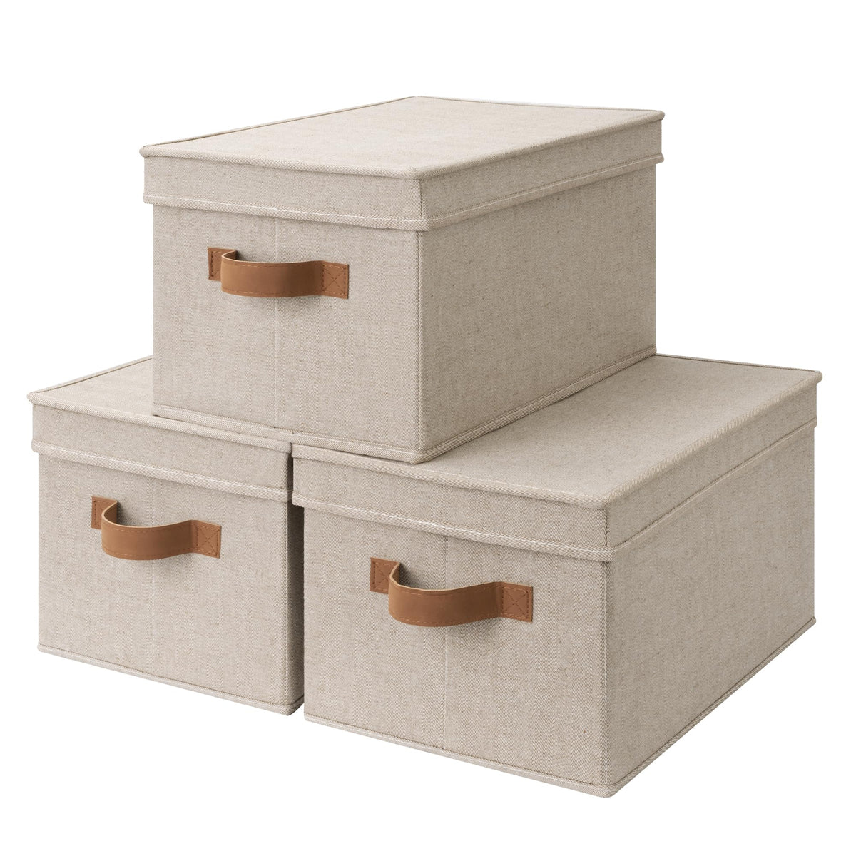 StorageWorks Fabric Storage Bins, Storage Basket with Lid, Closet Bins