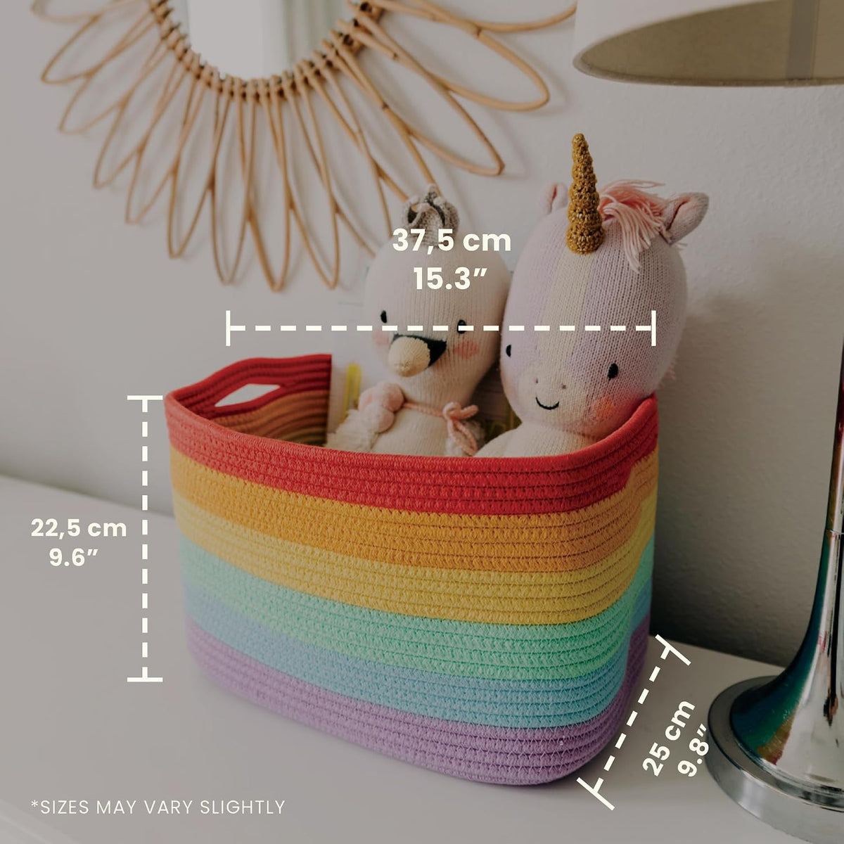 OrganiHaus Rainbow Baskets for Shelves, Set of 3, 15x9x10