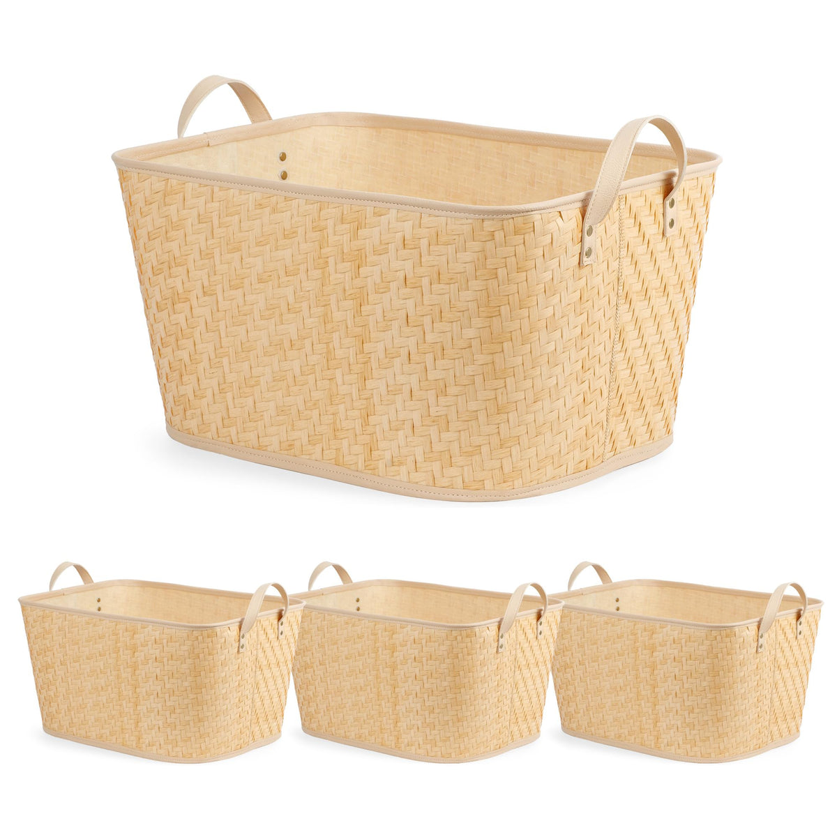 BROWNLILY Handwoven Wicker Storage Baskets, Pack of 4, Brown