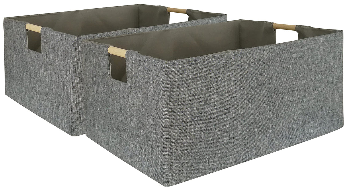 Storage Bin for Shelves Rectangle Closet Baskets Foldable Box with Handles, Gray Storage Bins, Storage Boxes for Home Office Car Dormroom