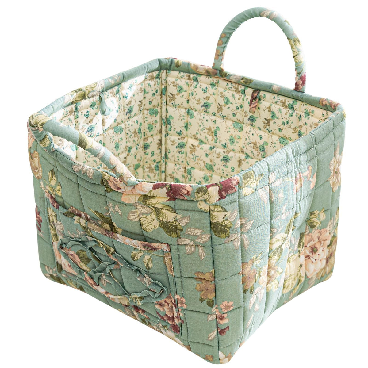 vctops Boho Fabric Quilted Storage Basket for Organizing, Basket Organizer Gift Baskets with Handles, Storage Bins for Toys, Books, Towels, and Clothes, Collapsible Fabric(Pattern F,13"x10.6"x10")